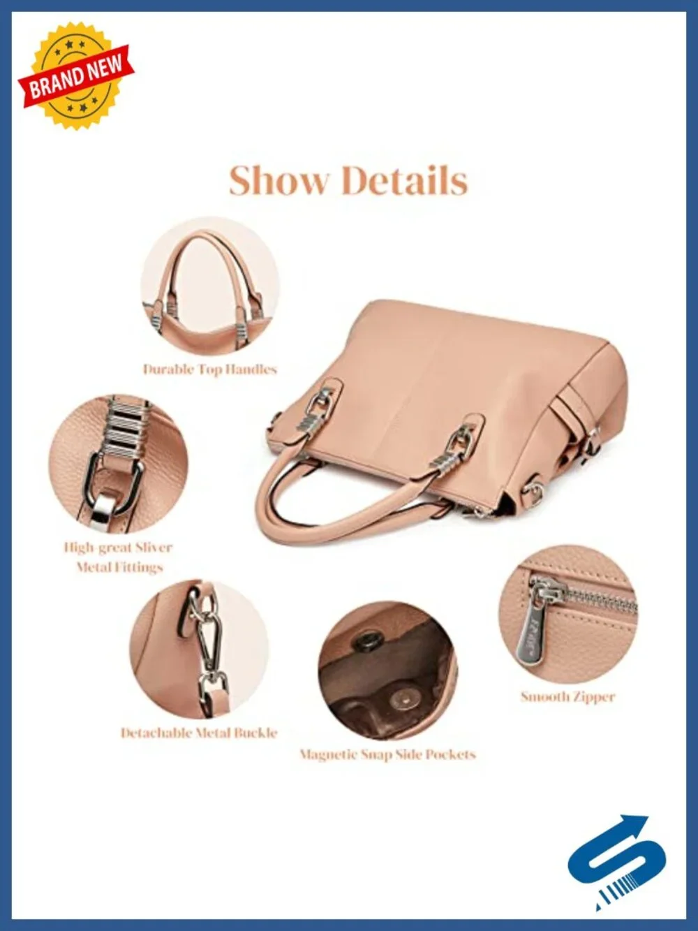 Genuine Leather Satchel Handbag Tote Crossbody Bag Fits 13.3